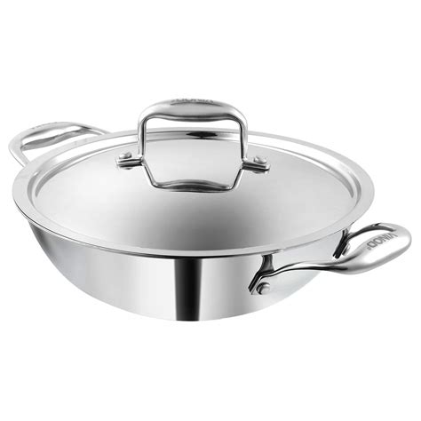 Buy Vinod Platinum Triply Stainless Steel Kadai with Lid - 2.5 L, 24 cm ...
