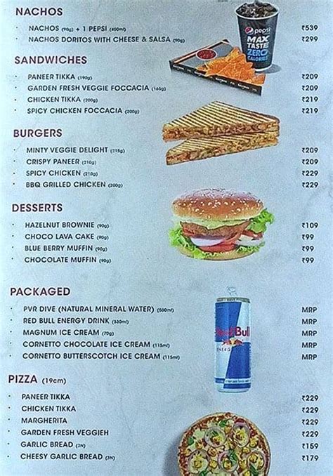 Menu at PVR Café, Gurugram Rural