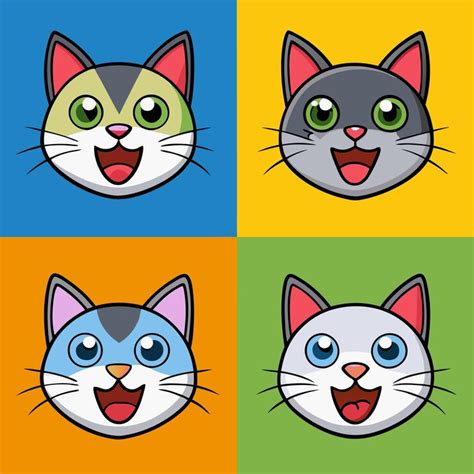Definir o rosto de emoção diferente do gato | vetor Premium gerado com IA