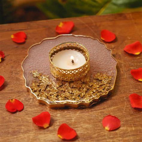 Buy Handmade Decorative Agate Resin Tealight Holder Online On Zwende