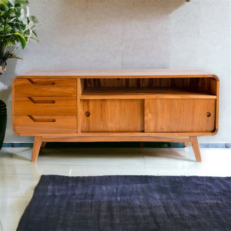 Shop Erika Solid Teak Wood TV Unit In Teak wood | Nismaya Decor ...