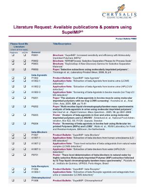 Fillable Online Literature Request: Available publications & posters ...