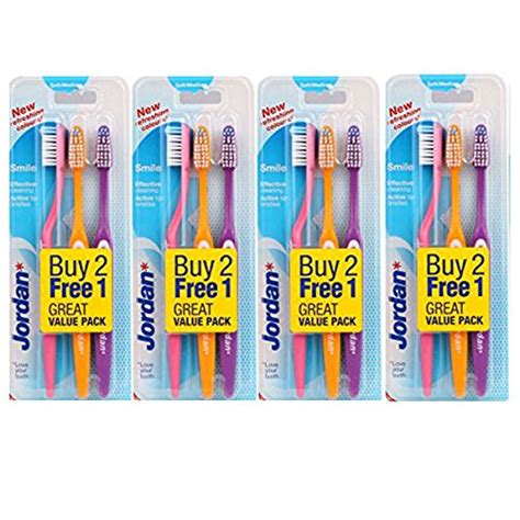 Buy Jordan Smile 3Pc Pack Soft/Medium Toothbrush-Pack Of 4 (Color May ...