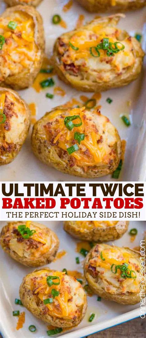 Twice Baked Potatoes made with russet potatoes, cheddar cheese, sour ...