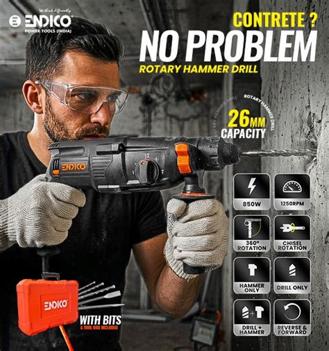 Endico RHD-26 Rotary Hammer Drill 26MM | 850W SDS Plus