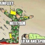 Soldier protecting sleeping child Blank Template - Imgflip