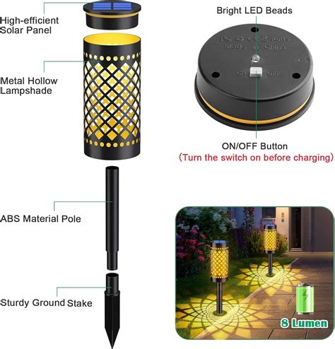 Buy TomCare Solar Lights Outdoor Flickering Flame Solar Lantern with ...