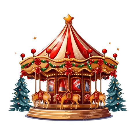 Parque De Diversões Carrossel De Natal PNG , Aquarela, Carrossel ...