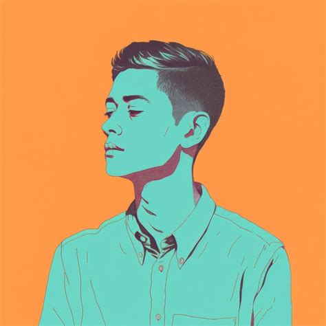 Minimal ink drawings of a young man in pop art style | Premium AI ...