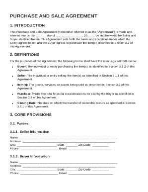 Purchase And Sale Contract Template - Fill and Sign Printable Template ...
