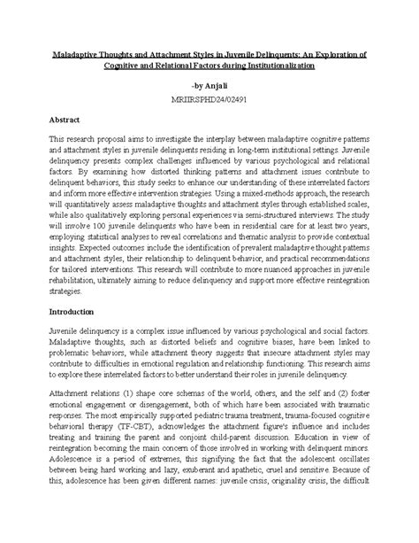 Research proposal - Juvenile delinquency presents complex challenges ...