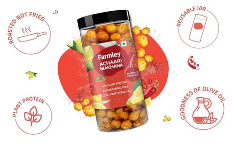 Farmley Achaari Makhana- Roasted In Olive Oil 415g (Pack of 5, Each 83 ...