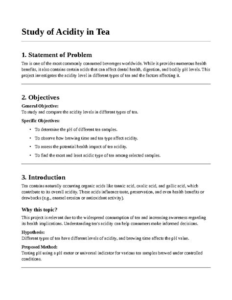 Chem Project: Acidity Levels in Tea - Analysis & Findings - Studocu