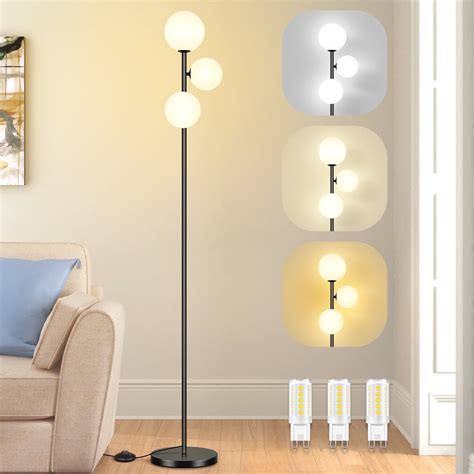 "OUTON 71"" 3-Light Globe Floor Lamp, Modern Standing Lamp with 3 Color ...