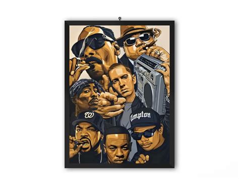 FRAMEEASY All Rapper's Poster Wall Decoration Art Framed Poster, Matt ...