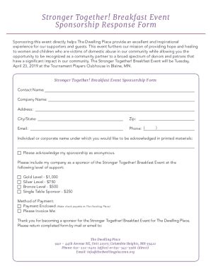 Event Sponsorship Form Template | pdfFiller