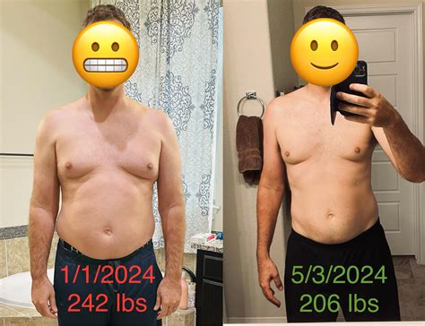 M/42/6’3[242 lbs>206 lbs = 36 lb loss] Life transition fitness journey ...