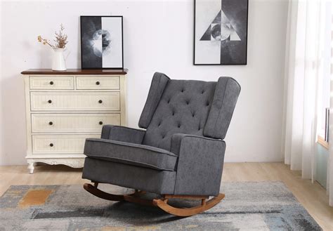 Buy Dolonm Nursery Rocking Chair Upholstered Mid Century Modern Rocker ...