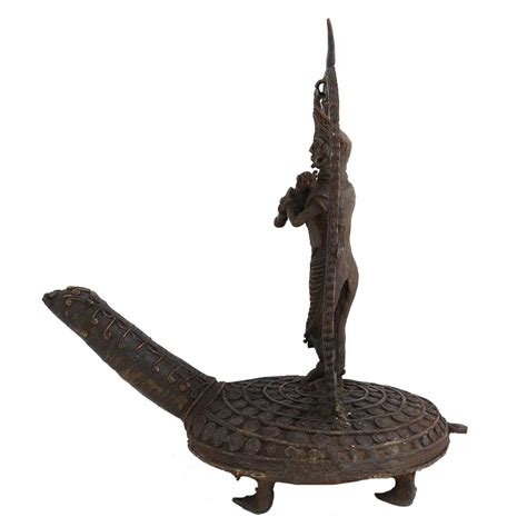 Brass Lord Krishna Statue Standing On Turtle Playing Flute