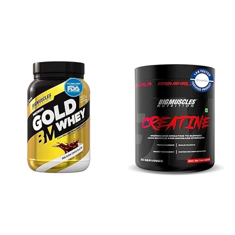 Bigmuscles Nutrition Premium Gold Whey 1Kilogram[Chocolate]+ Creatine ...