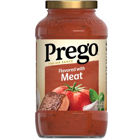 Prego Italian Tomato Spaghetti Sauce Flavored with Meat, 24 oz Jar ...