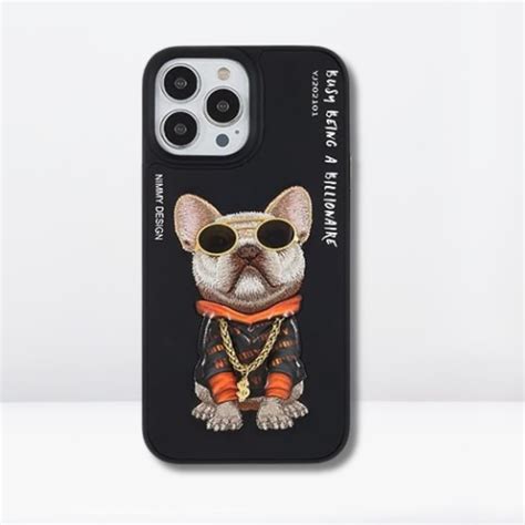 Nimmy 3D Pug Leather Mobile Case for iPhone 15 Pro (Black) – Cases N Straps