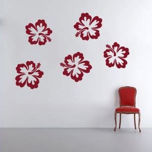 Creatick Studio 91.44 cm Hibiscus Flowers Wall sticker Self Adhesive ...
