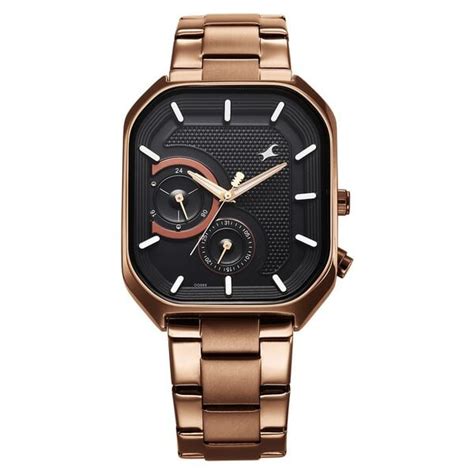 Buy Online Fastrack Groove Multifunction Black Dial Metal Strap Guy's ...