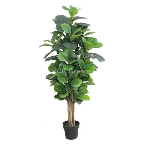 Artificial Fiddle Leaf Fig Tree With Black Pot 5 Feet – VCK Greens