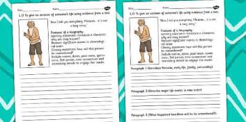 Kensuke's Kingdom Kensuke Biography Writing Frame - writing aid