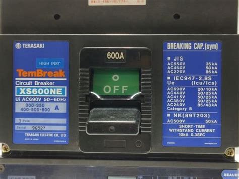 TERASAKI TEMBREAK XS600NE 600A CIRCUIT BREAKER SHUNT TRIP 200-480V ...