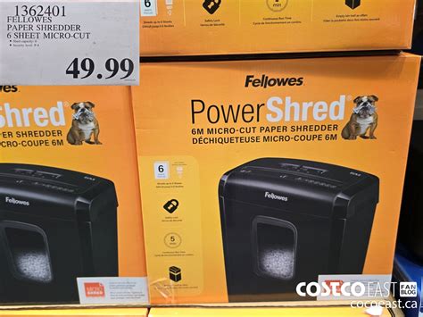 1362401 FELLOWES PAPER SHREDDER 6 SHEET MICRO CUT 49 99 - Costco East ...