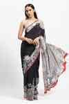 Buy Black Silk, Crepe Lace, Beads, Prodigy Embellished Saree With ...