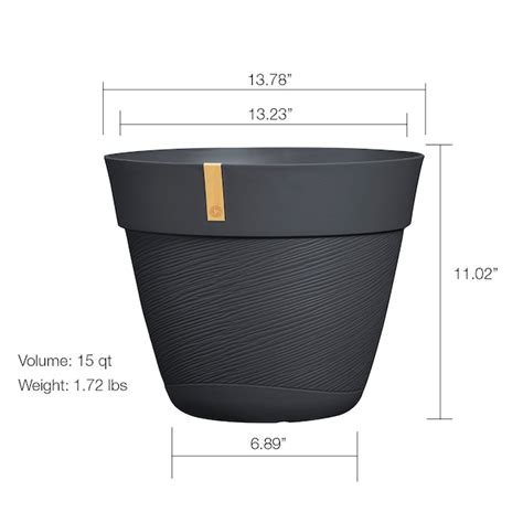 Grosfillex Round 13.78-in W Medium Black Resin Indoor/Outdoor Planter ...