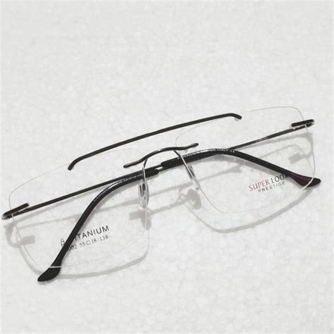 Grey Large Rectangle Rimless Glasses Frameless Specs For Single Vison ...