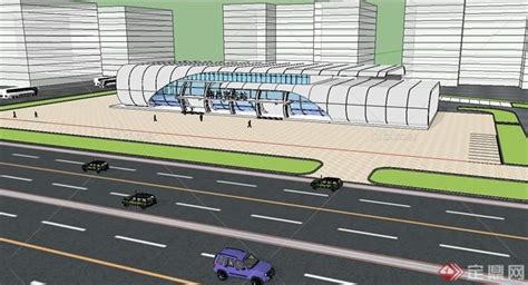 某现代高快汽车客运站建筑设计su模型[原创] - SketchUp模型库 - 毕马汇 Nbimer