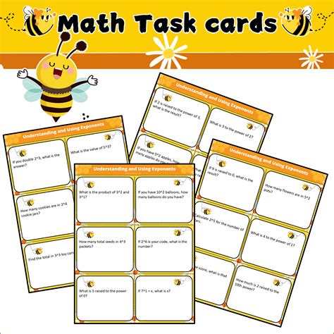 Understanding and Using Exponents | Math Task Cards – PrintableBazaar