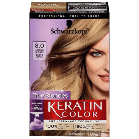 Schwarzkopf Keratin Color 8.0 Medium Blonde Hair Color Cream ...