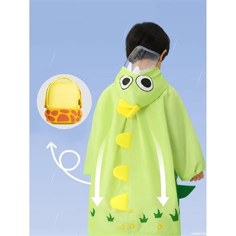 Little Surprise Box Fluorescent Green Dino Park Raincoat for Kids and ...