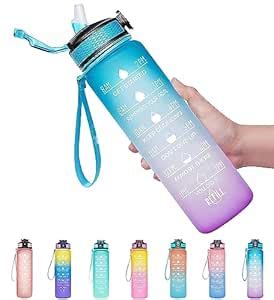 Motivational Time Marker Water Bottle 1 Litre Leakproof Durable BPA ...