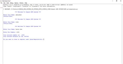 Simple ATM System In Python With FllSource Code - Free Source code ...
