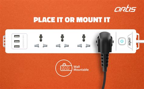 Artis AR-4SS-USB 4 Universal Sockets with 2 USB-A & USB-C Port Single ...