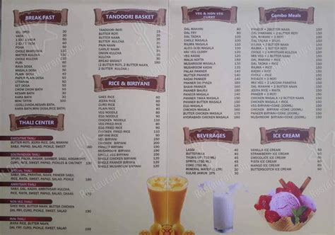 Menu at The north and south restaurant, Bengaluru