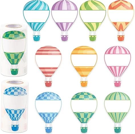 Amazon.com : CPicdn Hot Air Balloon Name Tag Stickers - Back to School ...