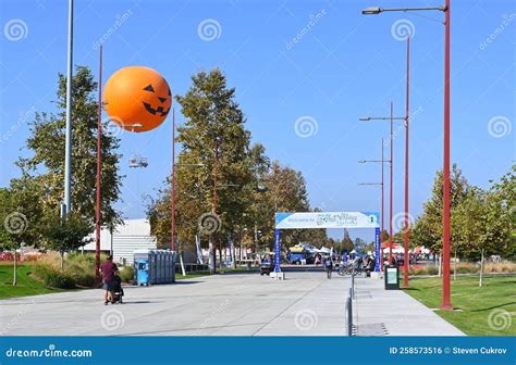 IRVINE, CALIFORNIA - 08 OCT 2022: Entrance Banner for the Irvine Global Village Festival with ...