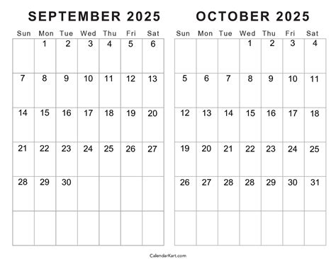 Calendar September And October 2025 - Calendar 2026 Printables