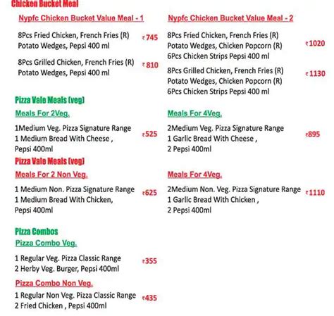 Menu at NYPFC - New York Pizza & Fried Chickens, Chennai, Shop No.73