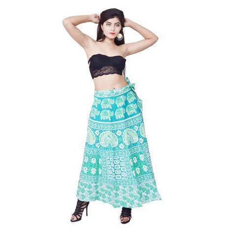 Cotton long wrap around skirt - Printed Cotton Long Wrap Around Skirt ...