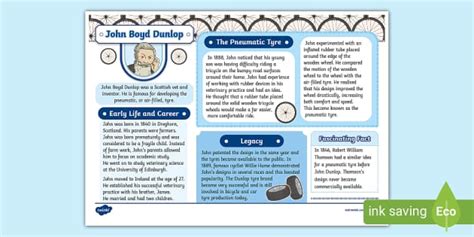John Boyd Dunlop KS2 Fact File (teacher made) - Twinkl