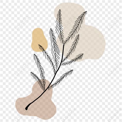 Abstract Line Art Botanical Leaves Aesthetics,plant,invitation PNG ...